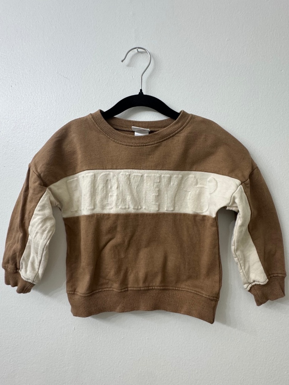 Vintage Disney Mickey Mouse Brown Cream Toddler Sweater